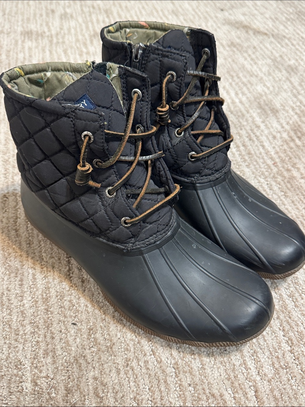 Sperry Saltwater Women’s Size 10 Black Quilted Duck Boots Waterproof - Picture 3 of 8